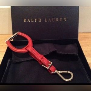 NWT RL Red Leather Equestrian Keychain, gift boxed